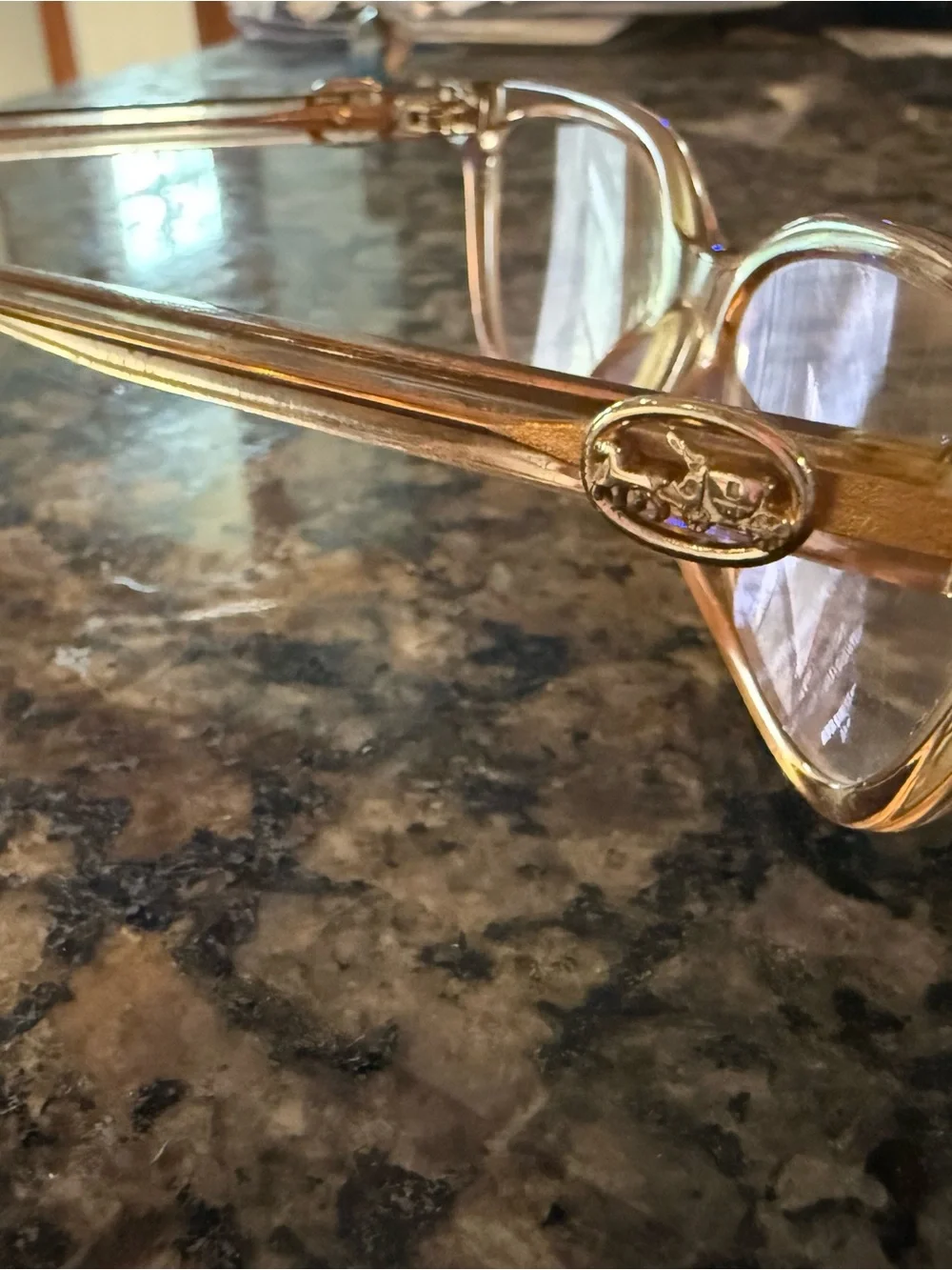Coach Women's Transparent Blush Cat-Eye Frames with Gold Accents